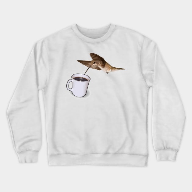 Hummingbird Drinking Coffee Crewneck Sweatshirt by julyperson
